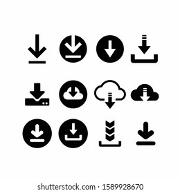 Download files icons vector set for web site or application. Various simple download icon isolated from the background