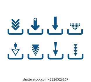 Descargar archivos iconos vectoriales establecidos para sitio web o aplicación. Un icono de descarga simple aislado del fondo.