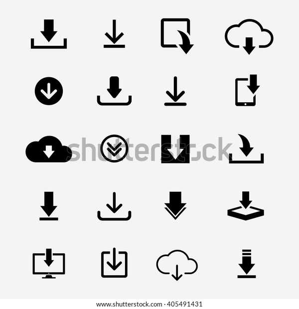 Download\
files icons vector set for web site or application. Various simple\
download icon isolated from the background.\
