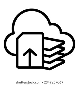 Download files line icon. Document download vector illustration isolated on white. List and cloud outline style designed for and app.