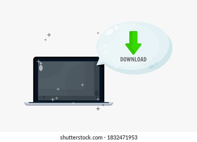 Download files on laptop with bubble speech