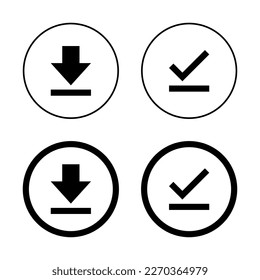 Download and finish icon vector. Downloaded and completed sign symbol