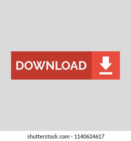 Download flat button on grey background. Vector illustration