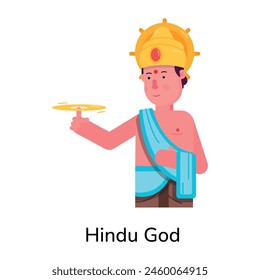 Download flat character icon of hindu god 