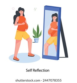 Download flat character icon of self reflection
