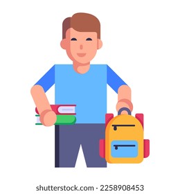 Descargar icono plano de libros, vector editable 