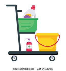 Download flat icon of cleaning cart 