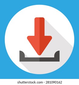 download flat icon with long shadow