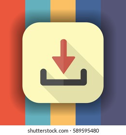 download flat icon with long shadow, vector illustration