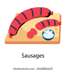 Download flat icon of sausages 