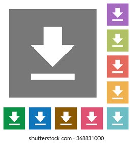 Download flat icon set on color square background.