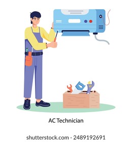 Download flat illustration of ac technician 