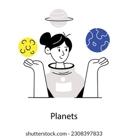 Download flat illustration design of planets  