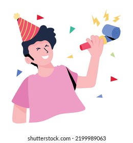 Download flat sticker of birthday guy 