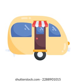 Download flat sticker of camper van 