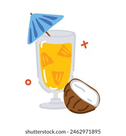 Download flat sticker of coconut juice 