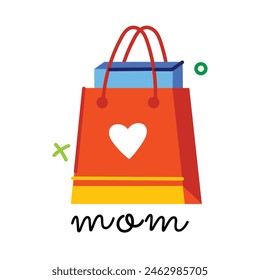 Download flat sticker depicting mom shopping 