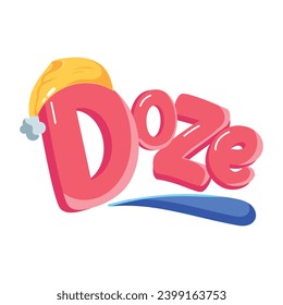 Download flat sticker of doze typography 