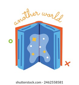 Download flat sticker of fantasy book 