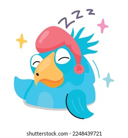 Download flat sticker of lazy bird 