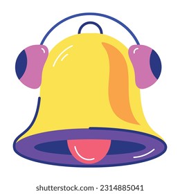 Download flat sticker of notification bell 
