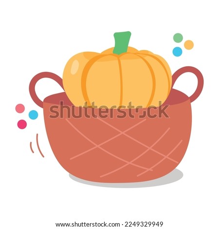 Download flat sticker of pumpkin basket 