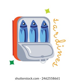 Download flat sticker of sardine fish 