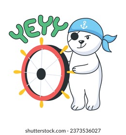 Download flat sticker of ship helm 