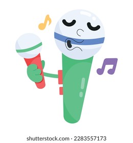 Download flat sticker of singing mics 