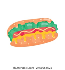 Download flat sticker of sub sandwich