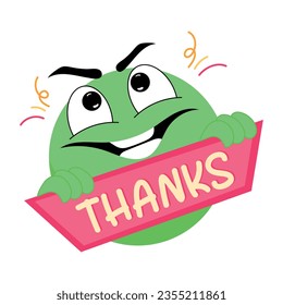 Download flat sticker of thanks reaction 
