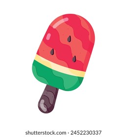 Download flat sticker of watermelon popsicle