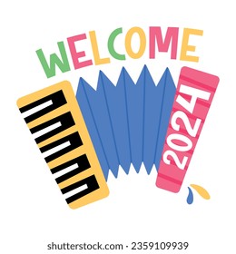 Download flat sticker of welcome 2024 