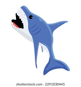 Download flat vector design of blue shark 