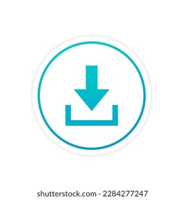 Download flat vector icon. install symbol. Download icon. Upload button. Load symbol. Modern button. Isolated on a white background. Vector illustration