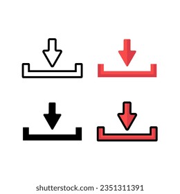 Laden Sie flaches Vektorsymbol herunter. Installationssymbol installieren. Das Symbol herunterladen. Schaltfläche hochladen. Symbol laden. Modern, einfach, flach, Linie, Vektorgrafik einzeln auf weißem Hintergrund, Symbolsatz.