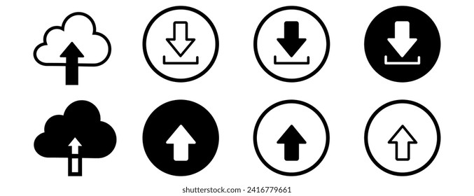 Descargar icono de vector plano. símbolo de instalación. Icono de descarga. botón Cargar. Cargar símbolo. Ilustración vectorial plana moderna y simple