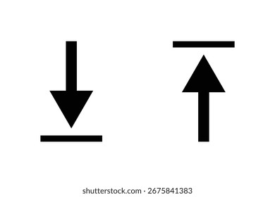 Baixar ícone de vetor plano. instalar símbolo. Ícone Download. Botão Carregar. Carregar símbolo. Vetor plano, simples e moderno. Logo minimalista do esboço da moda para o aplicativo, design gráfico, infográfico, web site, IU. 