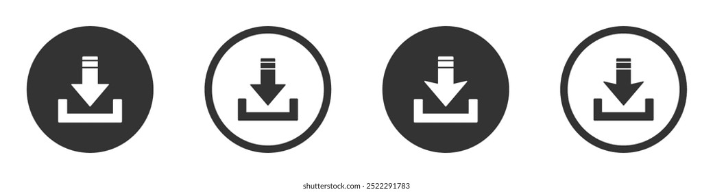 Conjunto de iconos de vectores planos de Descarga. colección de diseño lateral inferior de flecha abajo
