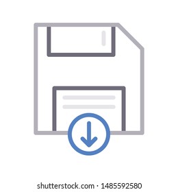 download floppy colour line vector icon