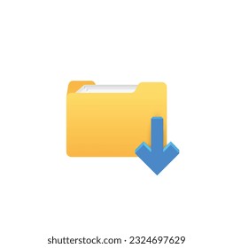 Download folder with blue arrow icon design. Operating system UI design. Vector illustration.