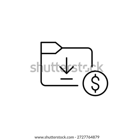 Download folder and dollar. Digital storage costs. Pixel perfect, editable stroke vector icon