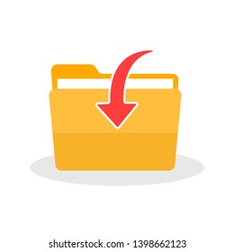 Download Folder. Download file, arrow. Flat icon.