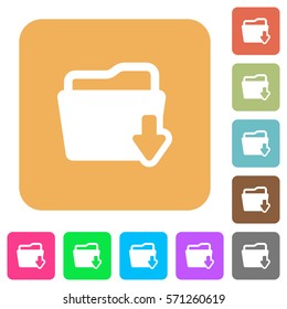 Download folder flat icons on rounded square vivid color backgrounds.
