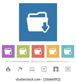 Download folder flat white icons in square backgrounds. 6 bonus icons included.