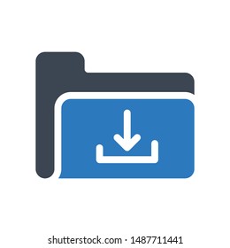 download folder glyph colour vector icon