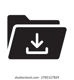 download folder icon black silhouette on white background