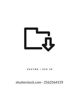 Download Folder Icon. Editable Stroke