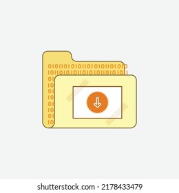  download folder icon, isolated folders colored outline icon in light grey background, perfect for website, blog, logo, graphic design, social media, UI, mobile app