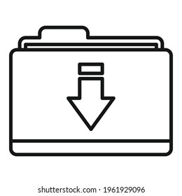 Download folder icon. Outline Download folder vector icon for web design isolated on white background